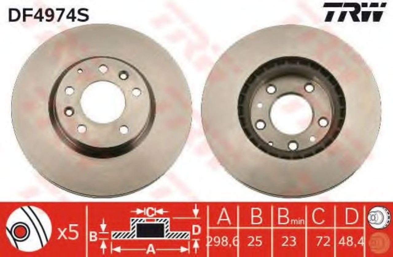 Disc frana MAZDA 6 Hatchback (GG) (2002 - 2008) TRW DF4974S piesa NOUA
