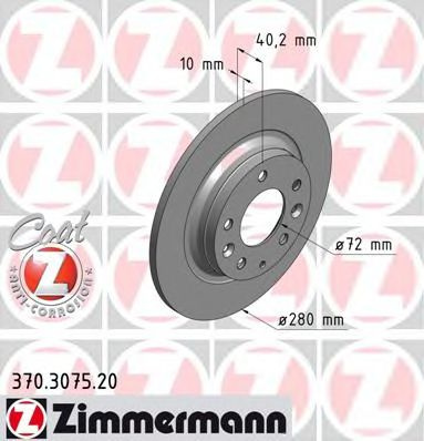 Disc frana MAZDA 6 Hatchback (GG) (2002 - 2008) ZIMMERMANN 370.3075.20 piesa NOUA