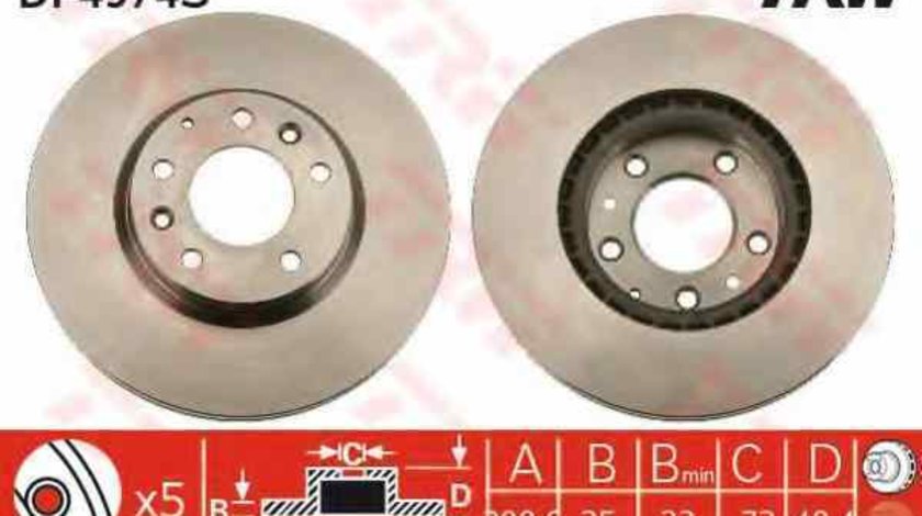 Disc frana MAZDA 6 Hatchback GG TRW DF4974S