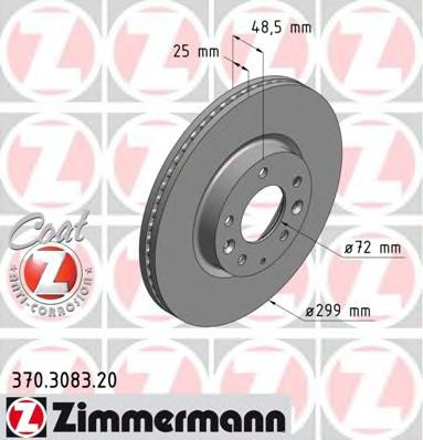 Disc frana MAZDA 6 Hatchback (GH) (2007 - 2016) ZIMMERMANN 370.3083.20 piesa NOUA