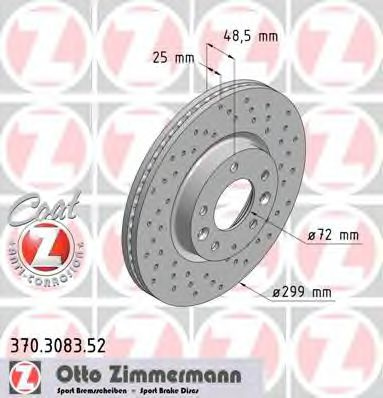 Disc frana MAZDA 6 Hatchback (GH) (2007 - 2016) ZIMMERMANN 370.3083.52 piesa NOUA