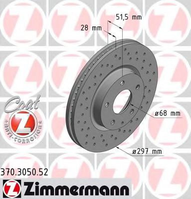 Disc frana MAZDA 6 Limuzina (GJ, GH) (2012 - 2016) ZIMMERMANN 370.3050.52 piesa NOUA