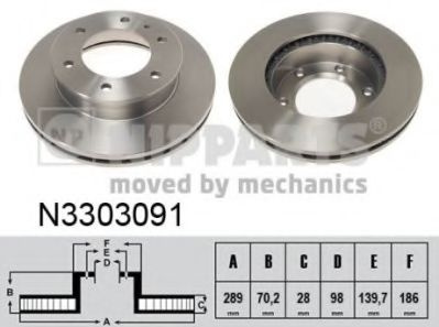 Disc frana MAZDA B-SERIE (UN) (1998 - 2006) NIPPARTS N3303091 piesa NOUA