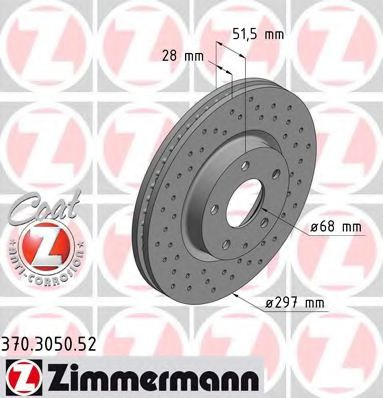 Disc frana MAZDA CX-5 (KE, GH) (2011 - 2016) ZIMMERMANN 370.3050.52 piesa NOUA