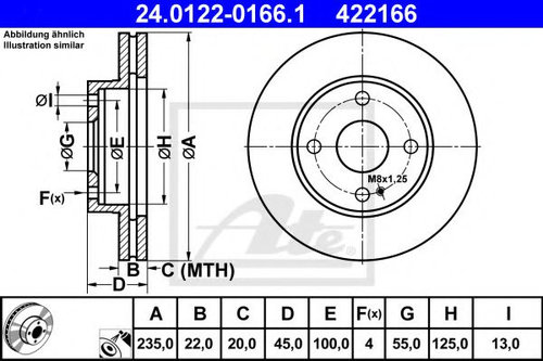 Disc frana MAZDA DEMIO (DW) (1996 - 2003) ATE 24.0122-0166.1 piesa NOUA