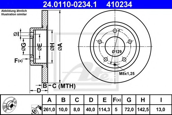 Disc frana MAZDA PREMACY (CP) (1999 - 2005) ATE 24.0110-0234.1 piesa NOUA