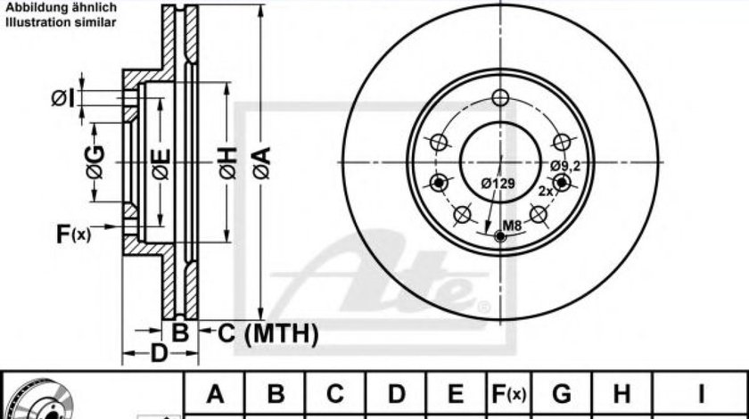 Disc frana MAZDA PREMACY (CP) (1999 - 2005) ATE 24.0124-0175.1 piesa NOUA