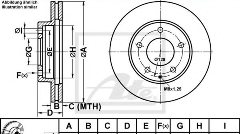 Disc frana MAZDA PREMACY (CP) (1999 - 2005) ATE 24.0124-0129.1 piesa NOUA