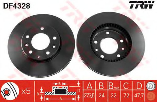 Disc frana MAZDA PREMACY (CP) (1999 - 2005) TRW DF4328 piesa NOUA