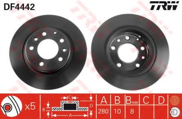 Disc frana MAZDA PREMACY (CP) (1999 - 2005) TRW DF4442 piesa NOUA