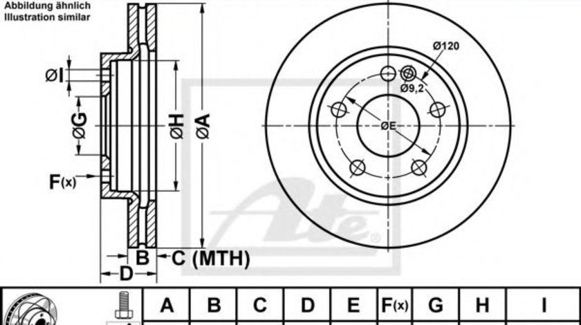 Disc frana MERCEDES A-CLASS (W168) (1997 - 2004) ATE 24.0322-0168.1 piesa NOUA