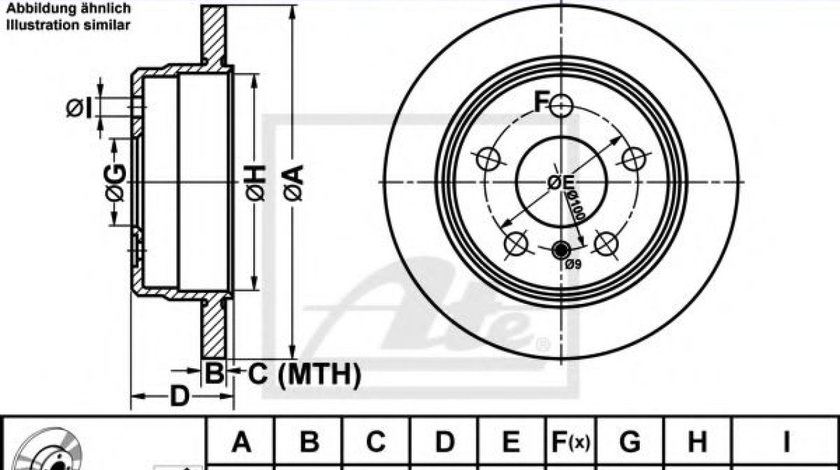 Disc frana MERCEDES A-CLASS (W168) (1997 - 2004) ATE 24.0108-0111.1 piesa NOUA