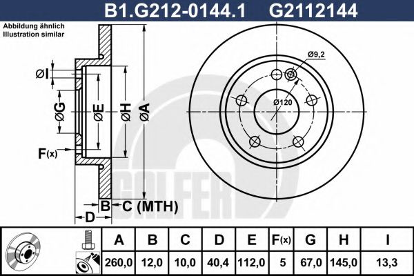 Disc frana MERCEDES A-CLASS (W168) (1997 - 2004) GALFER B1.G212-0144.1 piesa NOUA