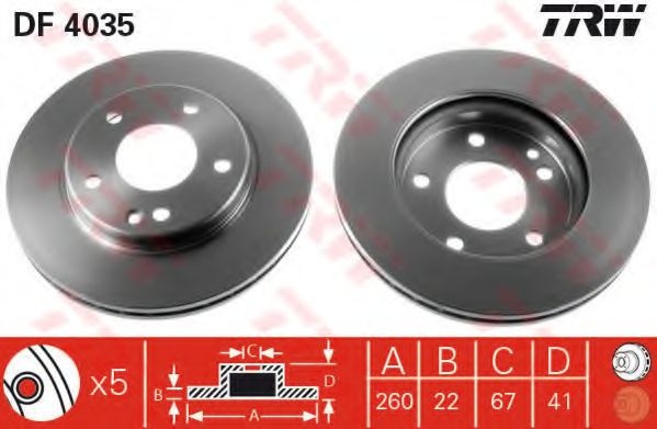 Disc frana MERCEDES A-CLASS (W168) (1997 - 2004) TRW DF4035 piesa NOUA