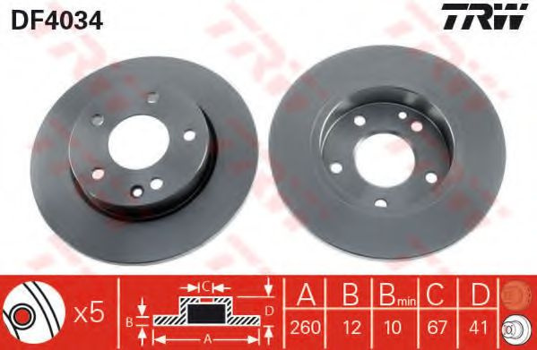 Disc frana MERCEDES A-CLASS (W168) (1997 - 2004) TRW DF4034 piesa NOUA