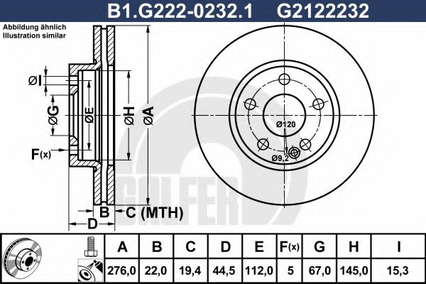 Disc frana MERCEDES A-CLASS (W169) (2004 - 2012) GALFER B1.G222-0232.1 piesa NOUA