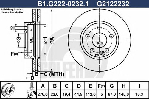 Disc frana MERCEDES A-CLASS (W169) (2004 - 2012) GALFER B1.G222-0232.1 piesa NOUA