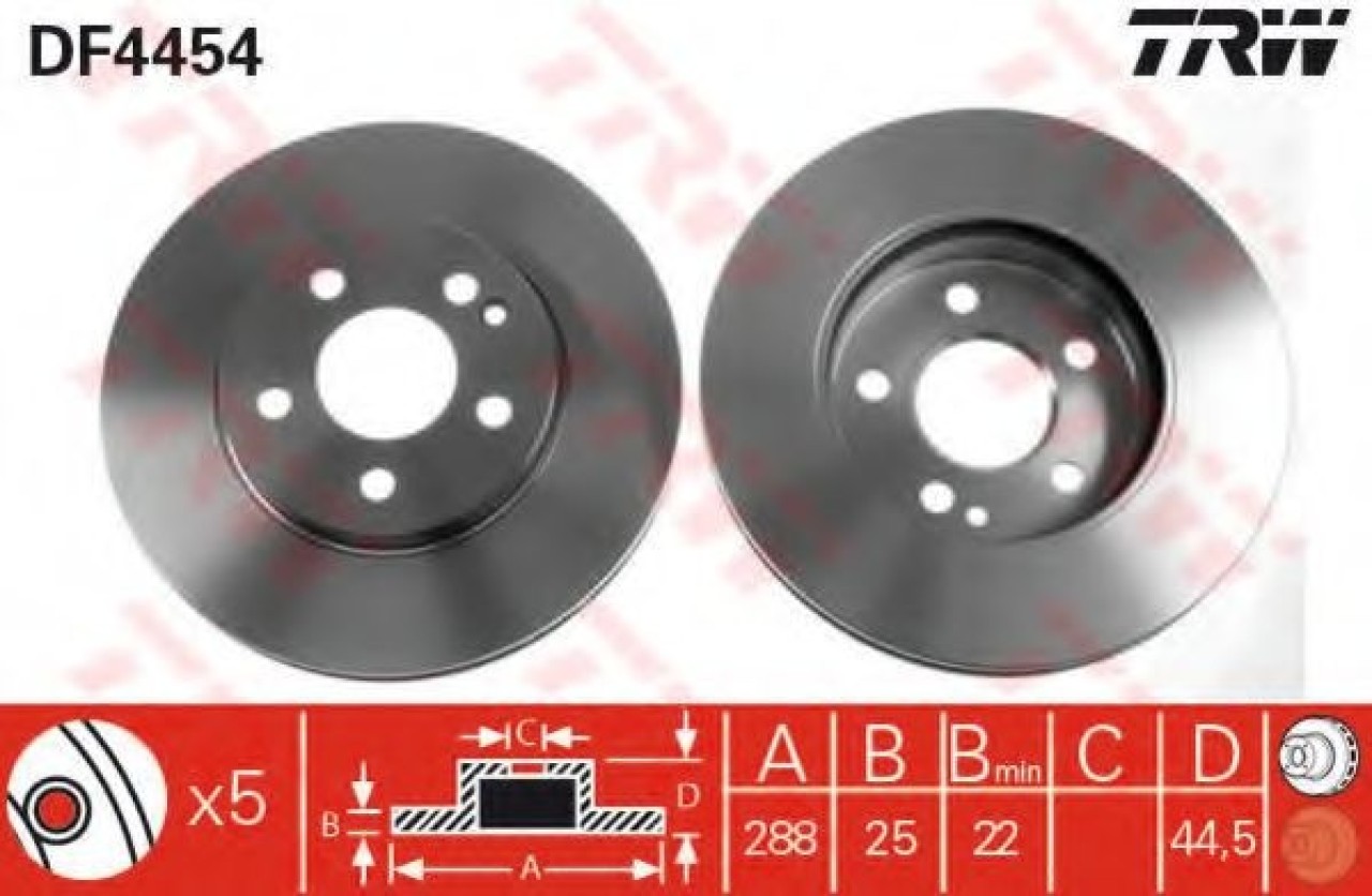 Disc frana MERCEDES B-CLASS (W245) (2005 - 2011) TRW DF4454 piesa NOUA