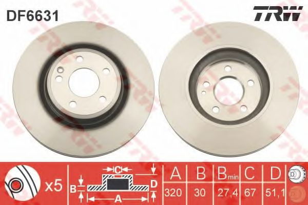 Disc frana MERCEDES B-CLASS (W246, W242) (2011 - 2016) TRW DF6631 piesa NOUA