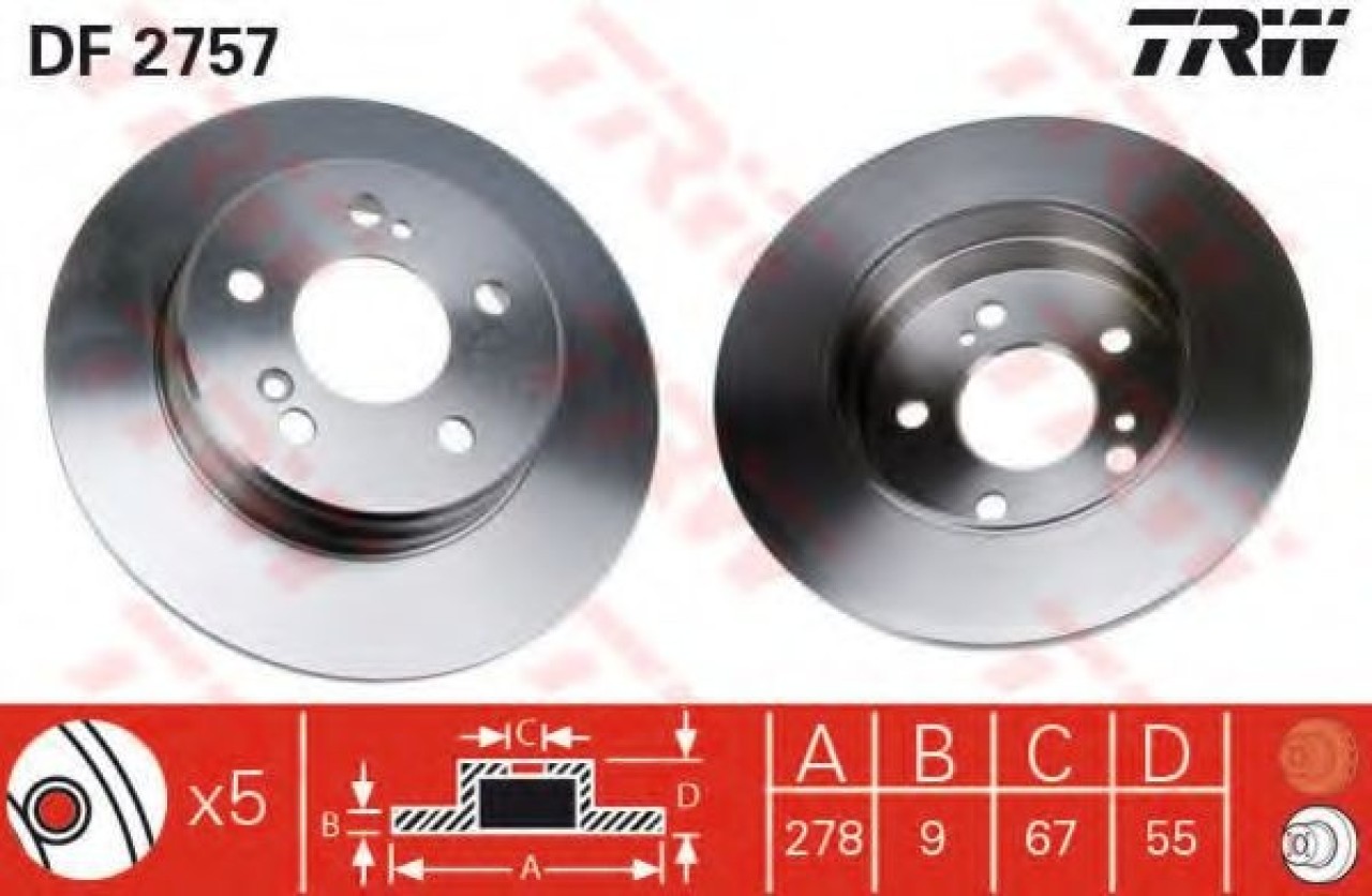 Disc frana MERCEDES C-CLASS Combi (S202) (1996 - 2001) TRW DF2757 piesa NOUA