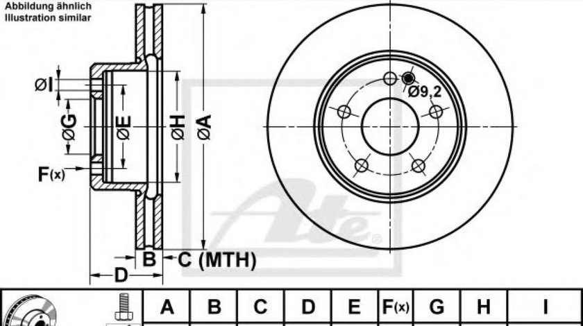 Disc frana MERCEDES C-CLASS Combi (S202) (1996 - 2001) ATE 24.0122-0132.1 piesa NOUA