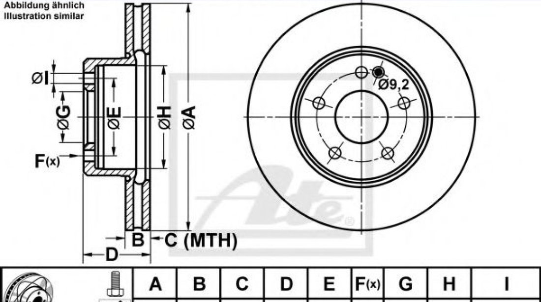 Disc frana MERCEDES C-CLASS Combi (S202) (1996 - 2001) ATE 24.0322-0132.1 piesa NOUA