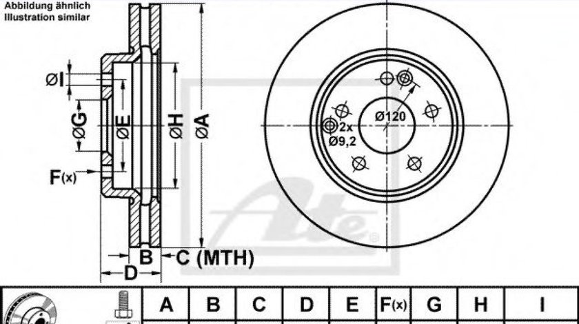 Disc frana MERCEDES C-CLASS Combi (S202) (1996 - 2001) ATE 24.0125-0110.1 piesa NOUA