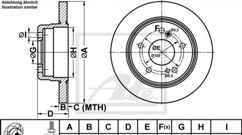 Disc frana MERCEDES C-CLASS Combi (S202) (1996 - 2001) ATE 24.0309-0114.1 piesa NOUA