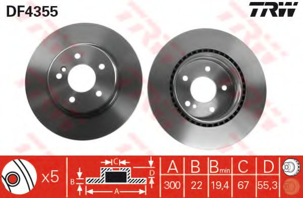 Disc frana MERCEDES C-CLASS Combi (S202) (1996 - 2001) TRW DF4355 piesa NOUA