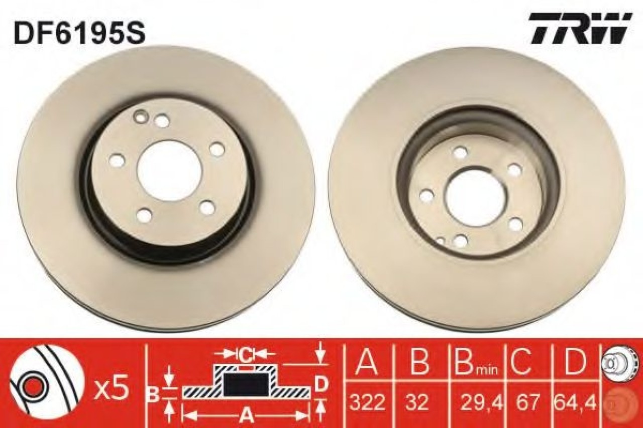 Disc frana MERCEDES C-CLASS Cupe (C204) (2011 - 2016) TRW DF6195S piesa NOUA