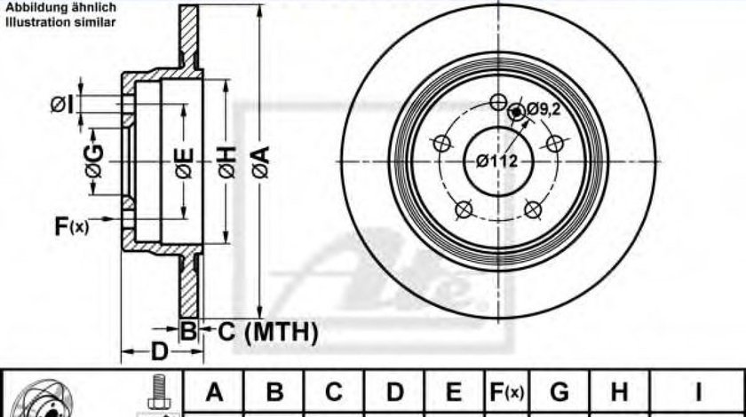 Disc frana MERCEDES C-CLASS Cupe (C204) (2011 - 2016) ATE 24.0310-0328.1 piesa NOUA