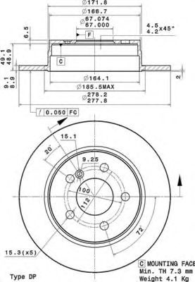 Disc frana MERCEDES C-CLASS Cupe (C204) (2011 - 2016) BREMBO 08.A737.11 piesa NOUA