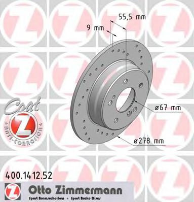 Disc frana MERCEDES C-CLASS T-Model (S203) (2001 - 2007) ZIMMERMANN 400.1412.52 piesa NOUA