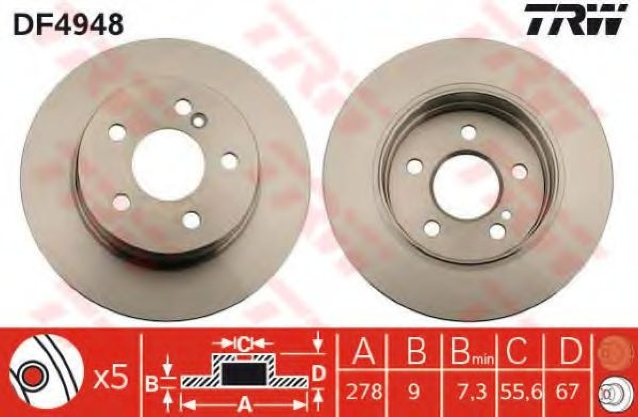 Disc frana MERCEDES C-CLASS T-Model (S204) (2007 - 2014) TRW DF4948 piesa NOUA