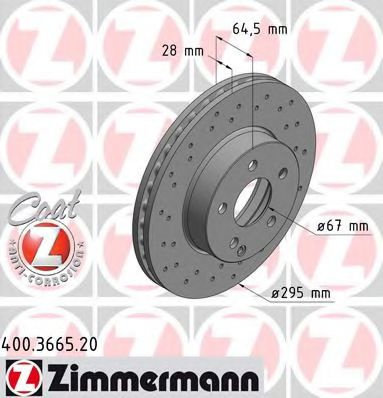 Disc frana MERCEDES C-CLASS T-Model (S204) (2007 - 2014) ZIMMERMANN 400.3665.20 piesa NOUA