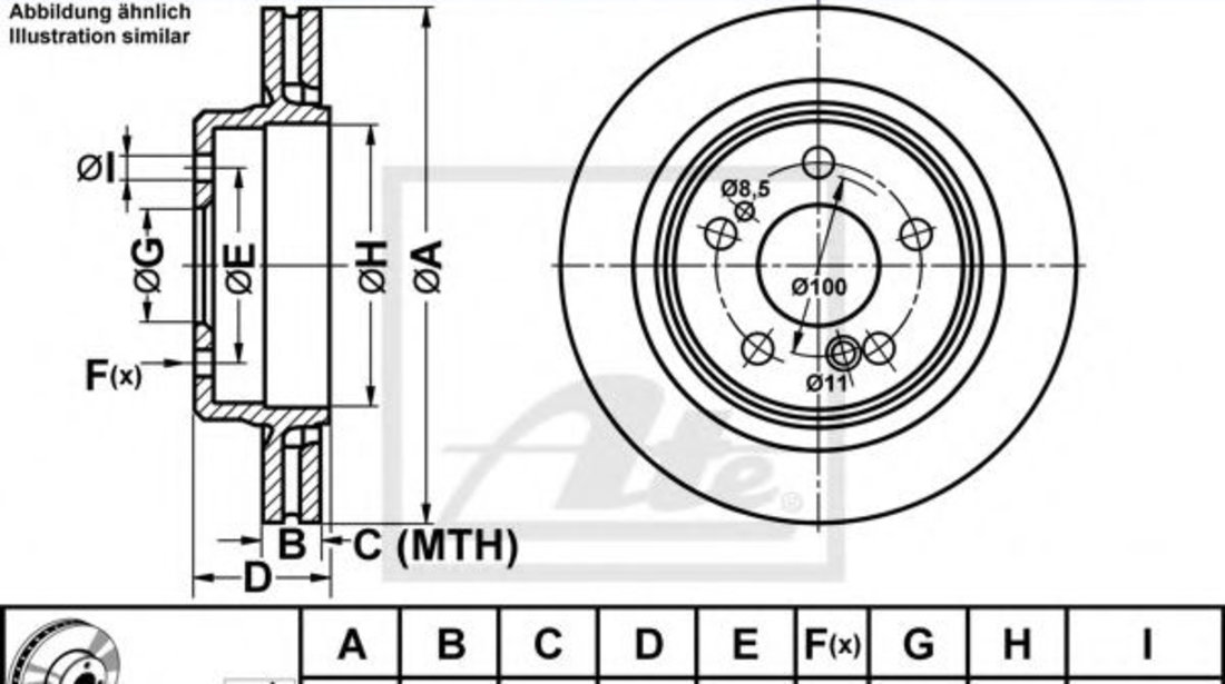 Disc frana MERCEDES C-CLASS (W202) (1993 - 2000) ATE 24.0124-0188.1 piesa NOUA