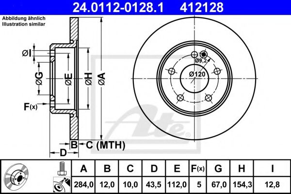 Disc frana MERCEDES C-CLASS (W202) (1993 - 2000) ATE 24.0112-0128.1 piesa NOUA