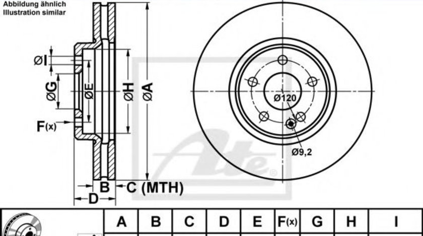 Disc frana MERCEDES C-CLASS (W202) (1993 - 2000) ATE 24.0128-0126.1 piesa NOUA