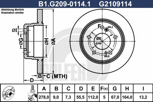 Disc frana MERCEDES C-CLASS (W202) (1993 - 2000) GALFER B1.G209-0114.1 piesa NOUA