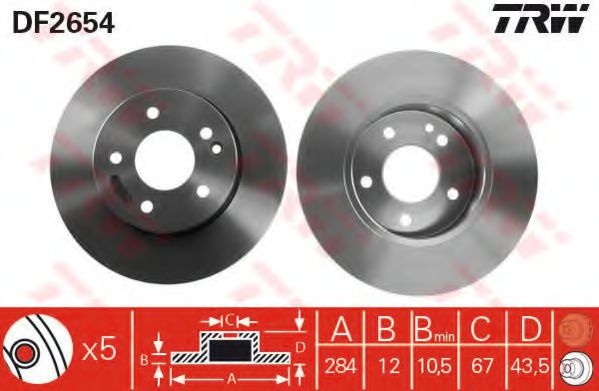 Disc frana MERCEDES C-CLASS (W202) (1993 - 2000) TRW DF2654 piesa NOUA