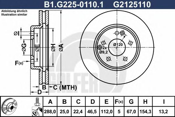 Disc frana MERCEDES C-CLASS (W203) (2000 - 2007) GALFER B1.G225-0110.1 piesa NOUA