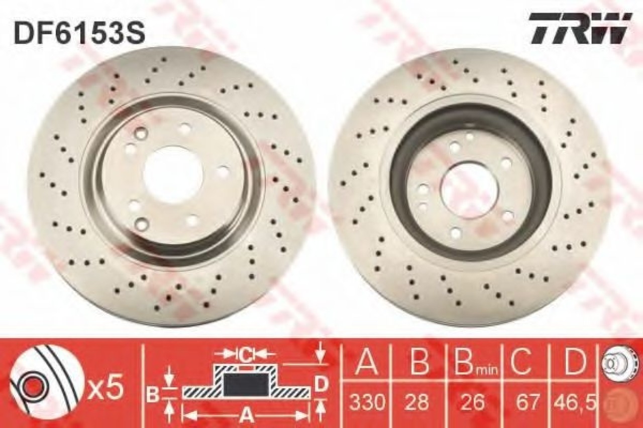 Disc frana MERCEDES C-CLASS (W203) (2000 - 2007) TRW DF6153S piesa NOUA