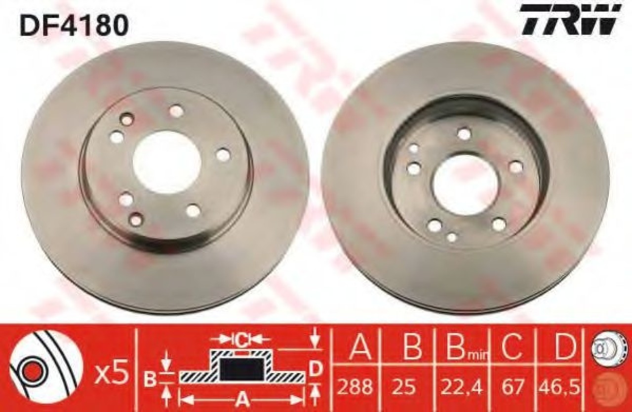 Disc frana MERCEDES C-CLASS (W203) (2000 - 2007) TRW DF4180 piesa NOUA