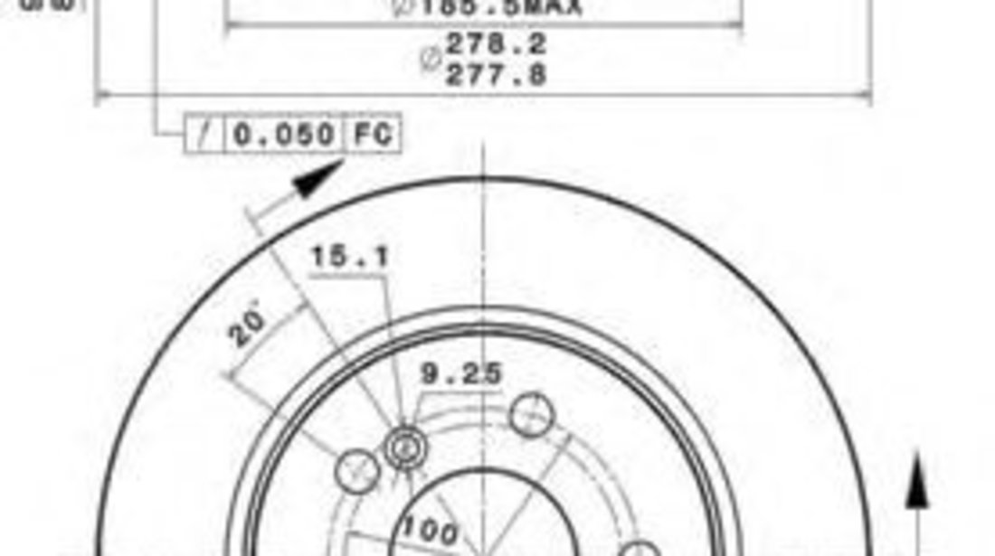 Disc frana MERCEDES C-CLASS (W204) (2007 - 2014) BREMBO 08.A737.11 piesa NOUA