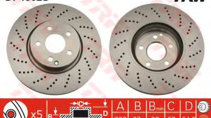 Disc frana MERCEDES C-CLASS (W204) (2007 - 2014) TRW DF4862S produs NOU