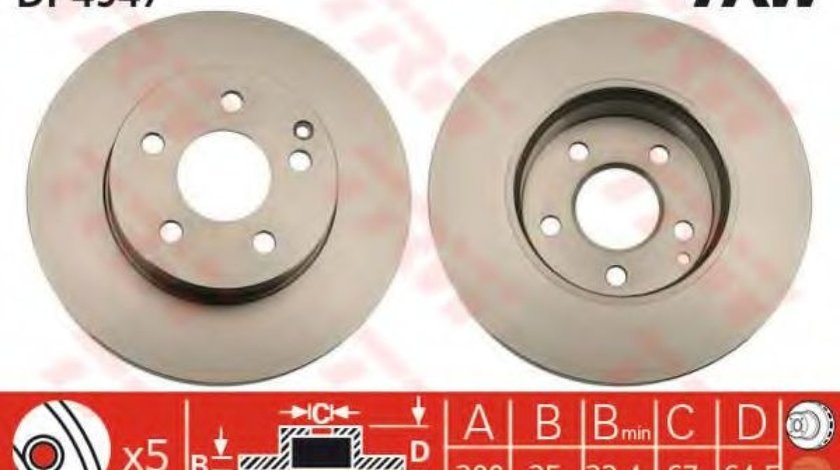 Disc frana MERCEDES C-CLASS (W204) (2007 - 2014) TRW DF4947 produs NOU
