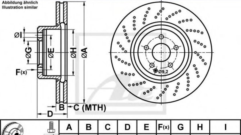 Disc frana MERCEDES C-CLASS (W205) (2013 - 2016) ATE 24.0136-0108.1 piesa NOUA