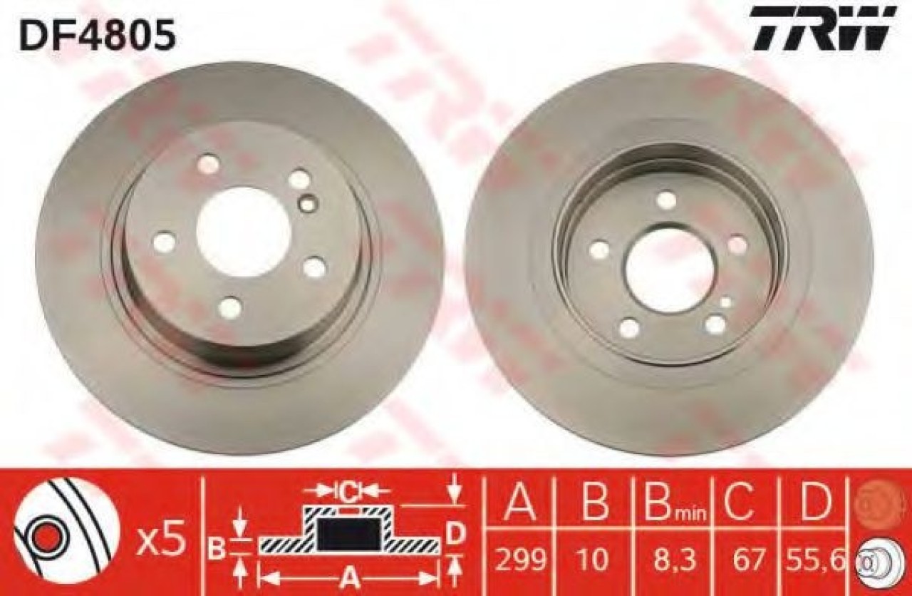 Disc frana MERCEDES C-CLASS (W205) (2013 - 2016) TRW DF4805 piesa NOUA