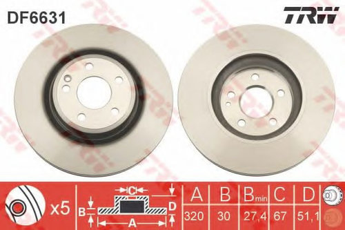 Disc frana MERCEDES CLA Cupe (C117) (2013 - 2016) TRW DF6631 piesa NOUA