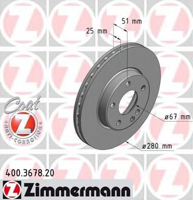 Disc frana MERCEDES CLA Cupe (C117) (2013 - 2016) ZIMMERMANN 400.3678.20 piesa NOUA